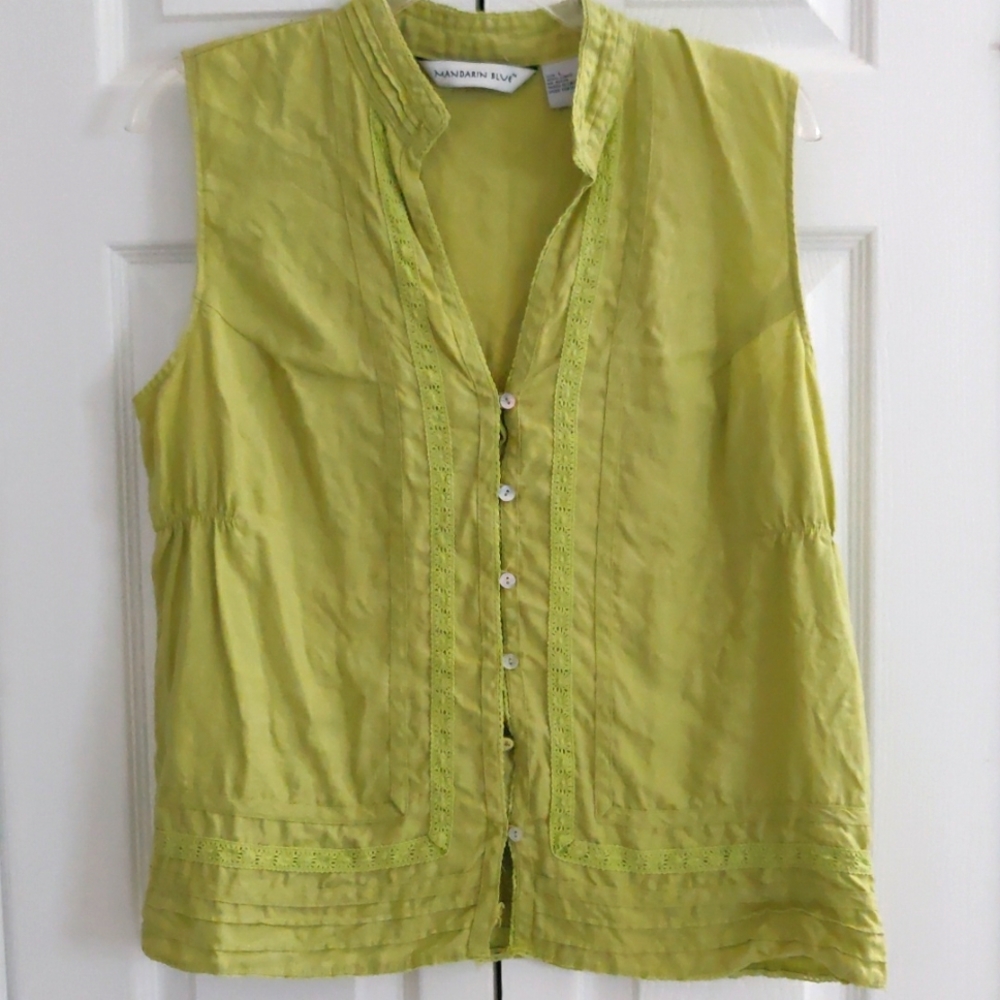 Mandarin Blue, Sleeveless Blouse